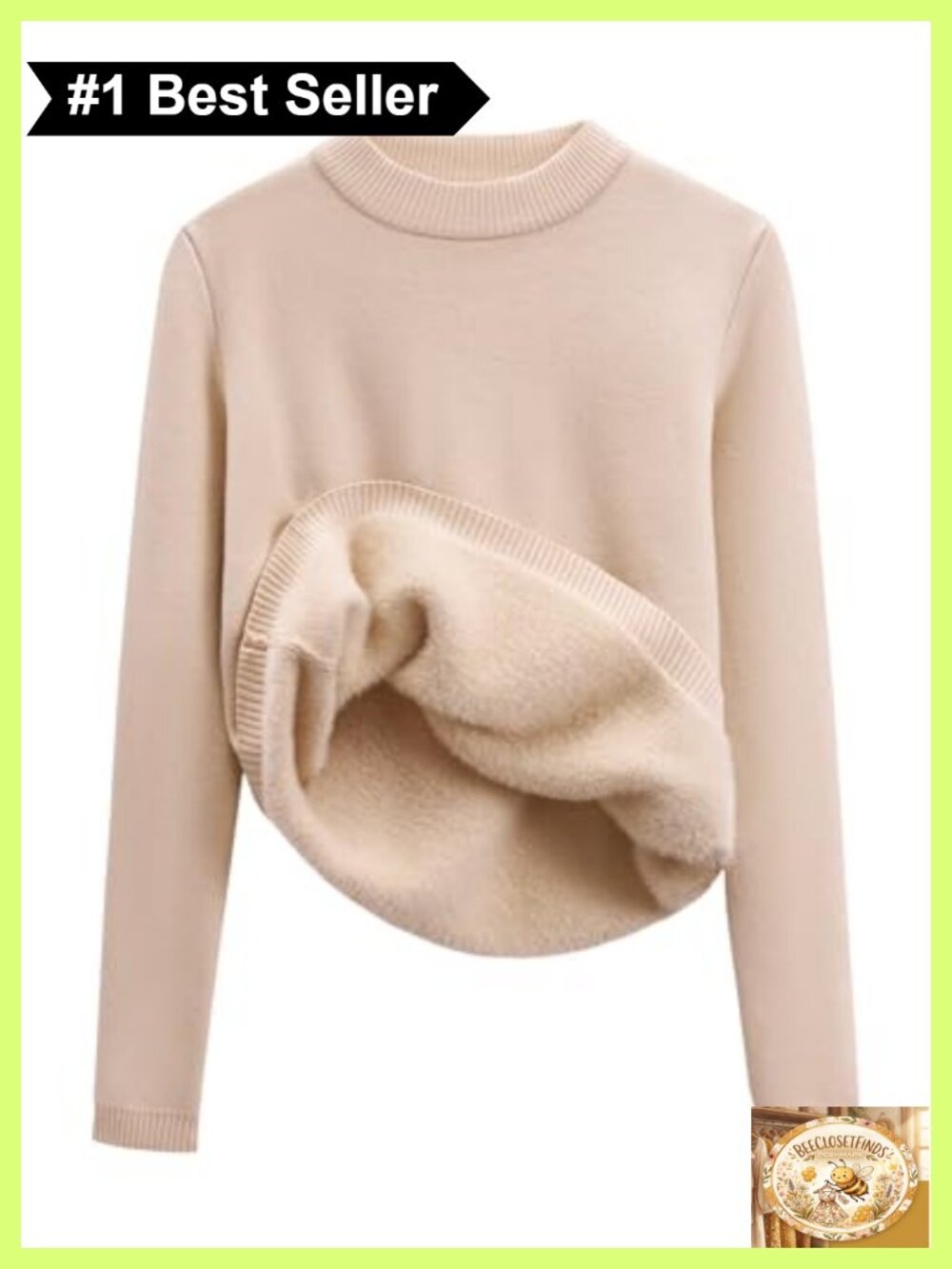 Sherpa Lined Fleece Sweater Crewneck Thermal Pullover